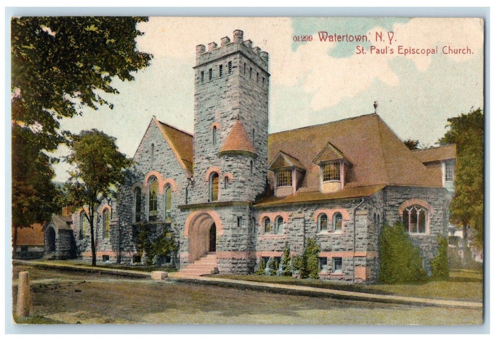 1909 St. Paul's Episcopal Church Watertown New York NY Posted Antique Postcard