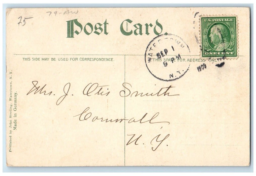 1909 St. Paul's Episcopal Church Watertown New York NY Posted Antique Postcard