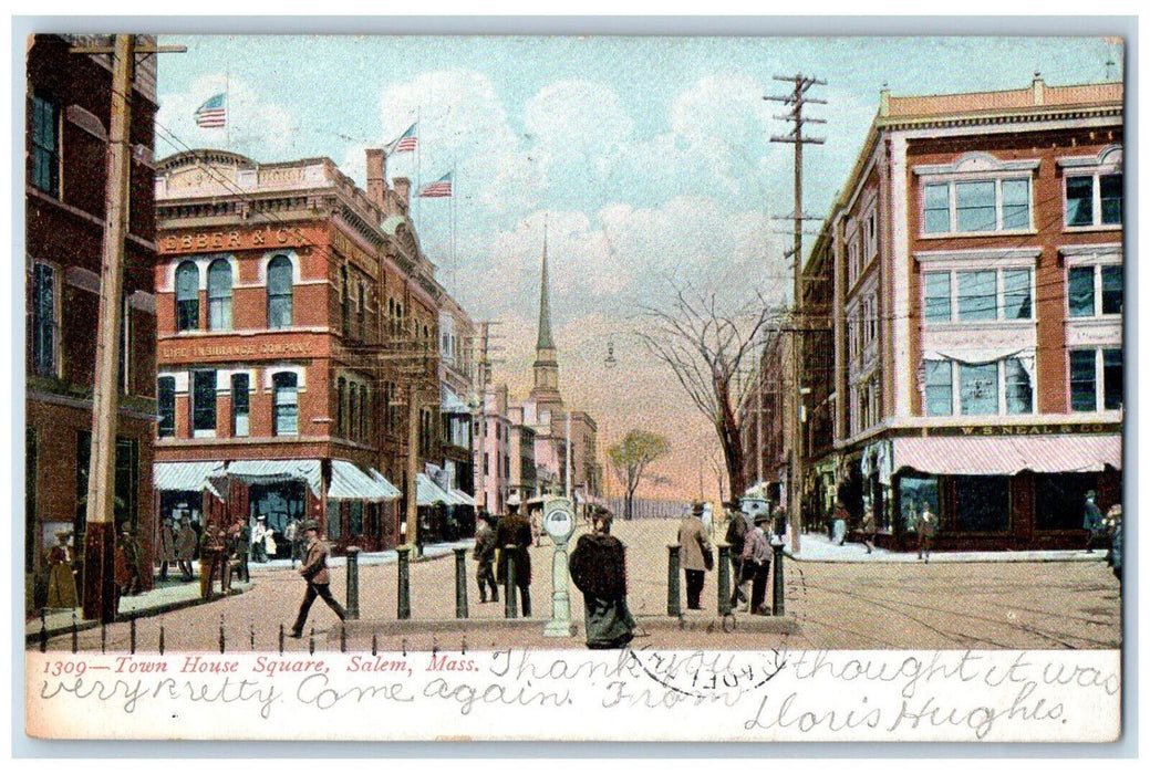 1906 Town House Square Salem Massachusetts MA Antique Posted Postcard