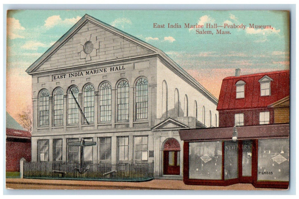 c1910 East India Marine Hall Peabody Museum Salem Massachusetts MA Postcard