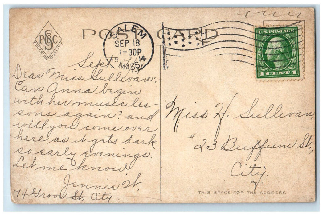 1914 Pharmacists Upton & Frisbee Witch House Salem Massachusetts MA Postcard