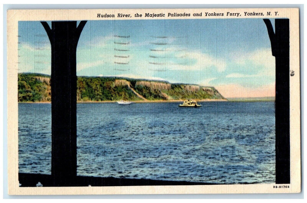 1950 Yonkers NY, Hudson River Majestic Palisades And Yonkers Ferry Postcard