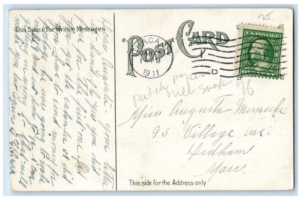 1911 Cascadilla Bridge Entrance to Campus Ithaca New York NY Postcard