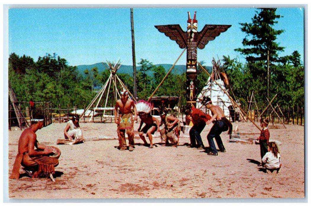 c1960 Lake George Indian Village Tiki Totem Pole Ceremonial New York NY Postcard