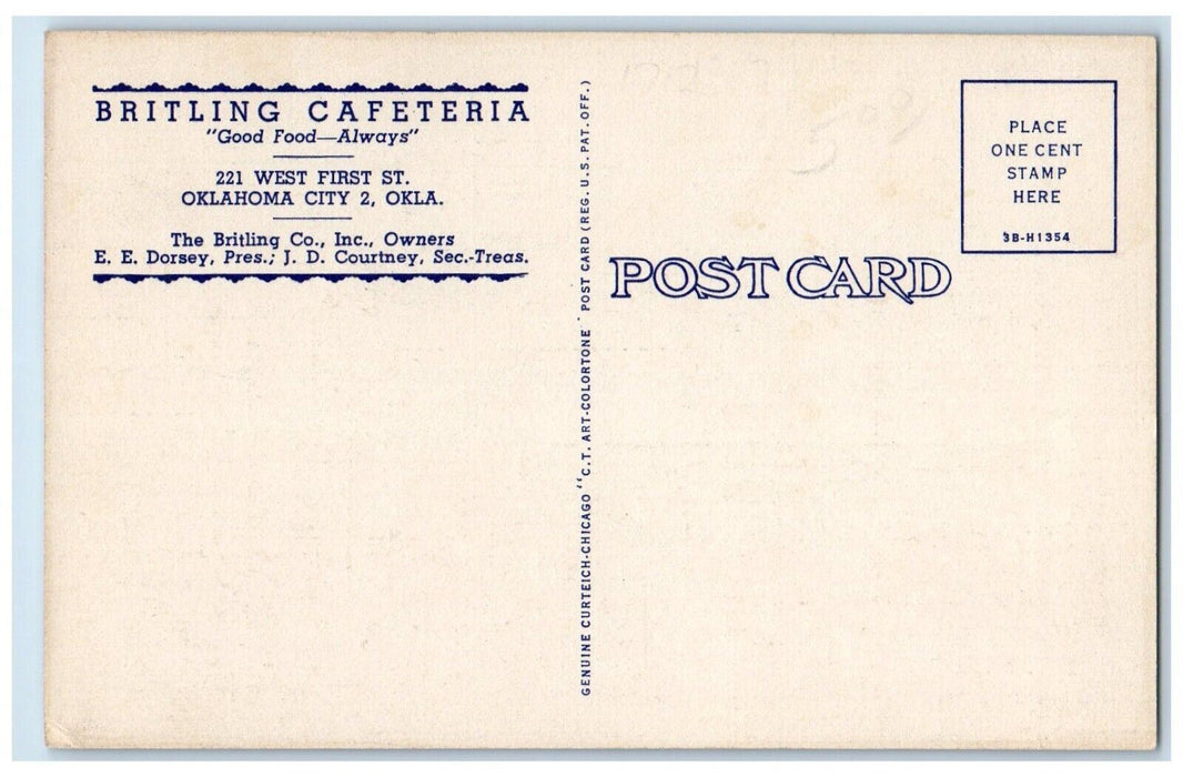 c1940 Britling Cafetaria Good Food West First Multiview Oklahoma City Postcard