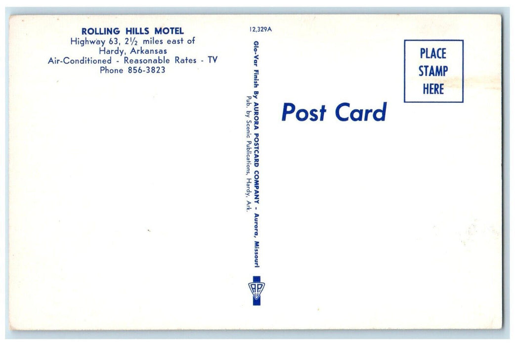 c1960 Rolling Hills Motel Highway Exterior Building Hardy Arkansas AK Postcard