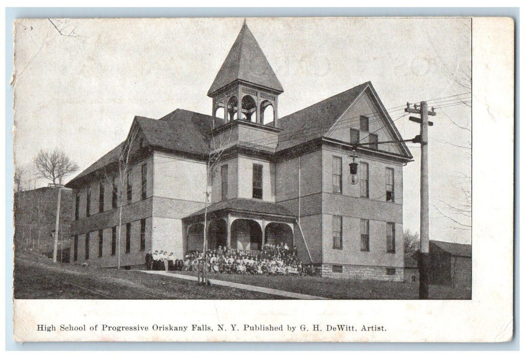 View Of High School Of Progress Oriskany Falls New York NY Antique Postcard