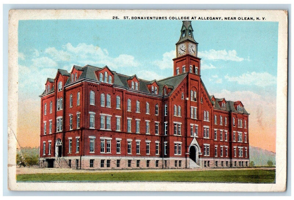 1921 St. Bonaventures College Building At Allegany Near Olean NY Posted Postcard