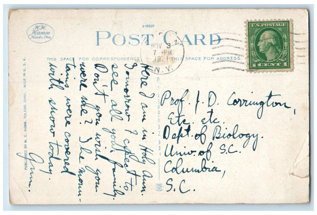 1921 St. Bonaventures College Building At Allegany Near Olean NY Posted Postcard