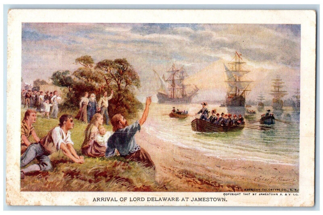 Jamestown Exposition Arrival Of Lord Delaware At Jamestown Norfolk VA Postcard