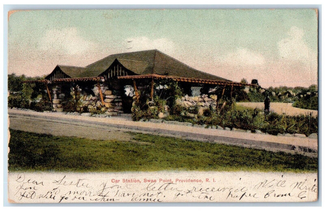 1907 Car Station Swan Point Exterior Building Providence Rhode Island Postcard
