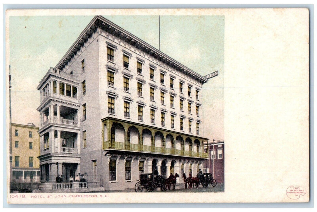 1905 Hotel St. John Exterior Building Charleston South Carolina Vintage Postcard