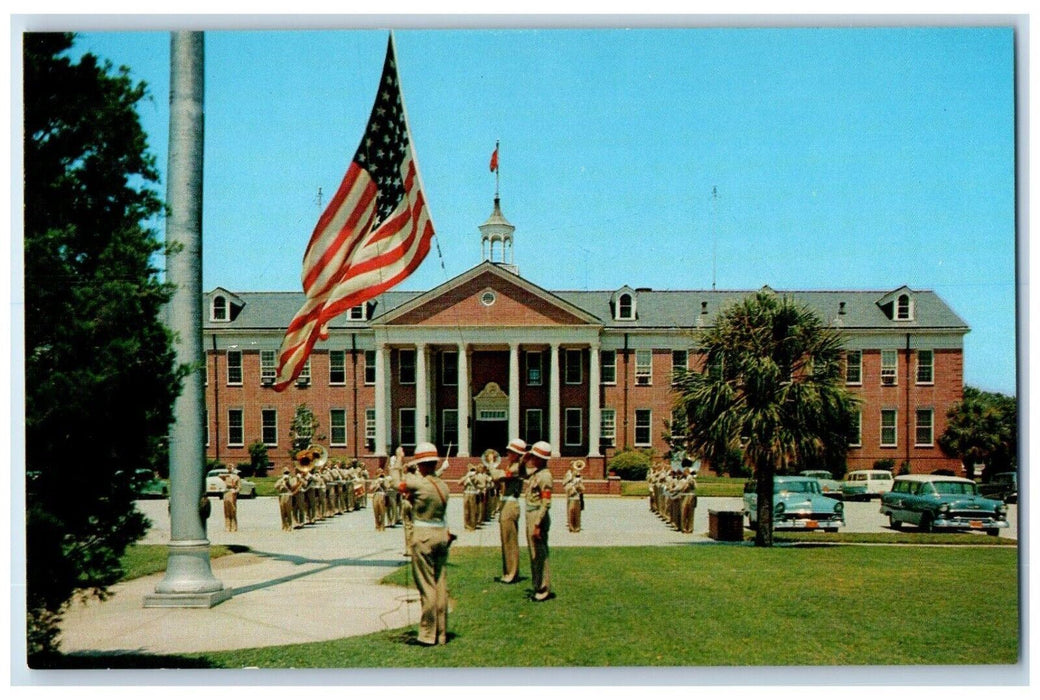 c1960 Morning Colors Marine Recruit Depot Parris Island South Carolina Postcard