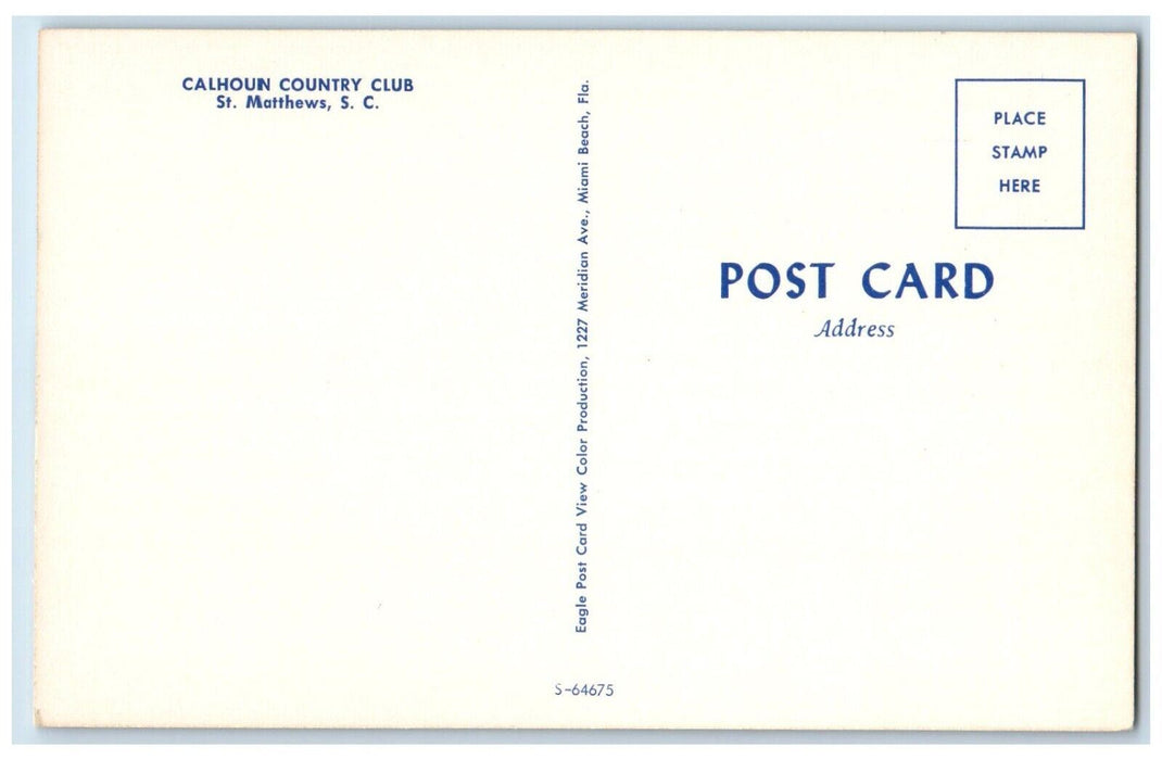 c1960 Calhoun Country Club Grass Field St. Matthews South Carolina SC Postcard