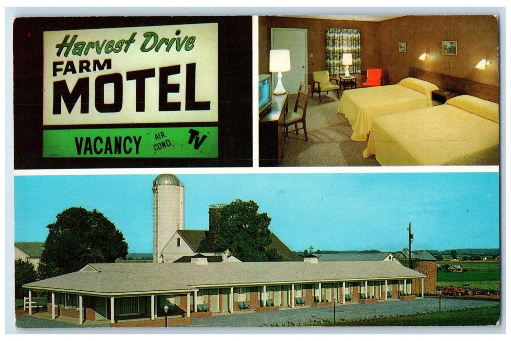 c1960 Harvest Drive Farm Motel Restaurant Gordonville Pennsylvania PA Postcard