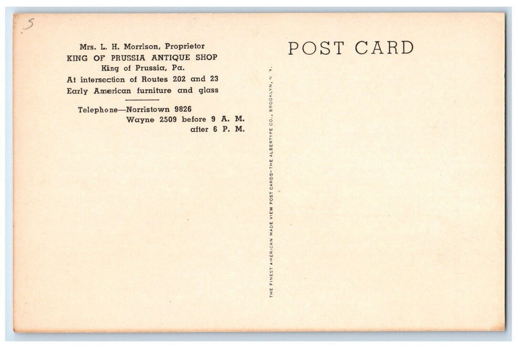 c1940 King Prussia Antique Shop Exterior Building Street Pennsylvania Postcard