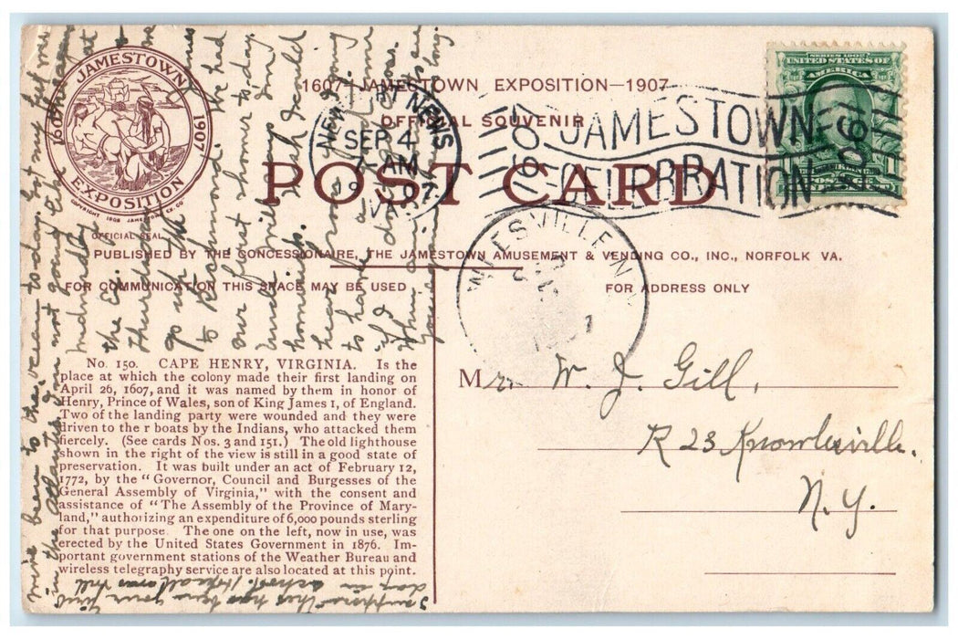 1907 Cape Henry Virginia Jamestown Exposition Norfolk Virgnia VA Postcard
