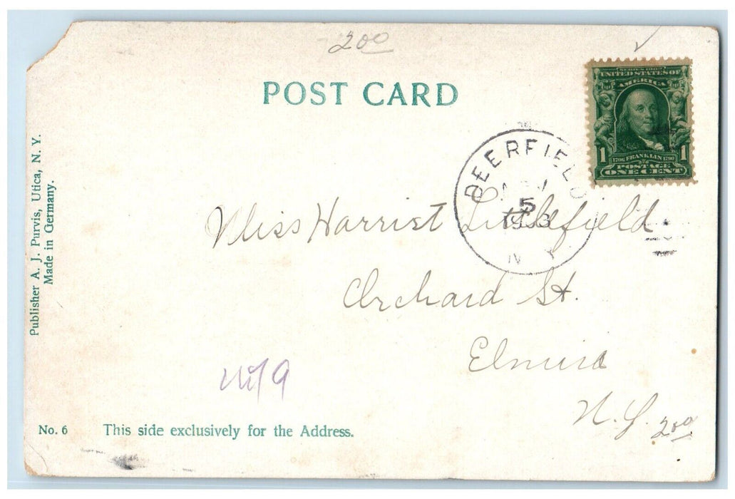 c1905 Fort Schuyler Club Utica Deerfield New York NY Posted Antique Postcard