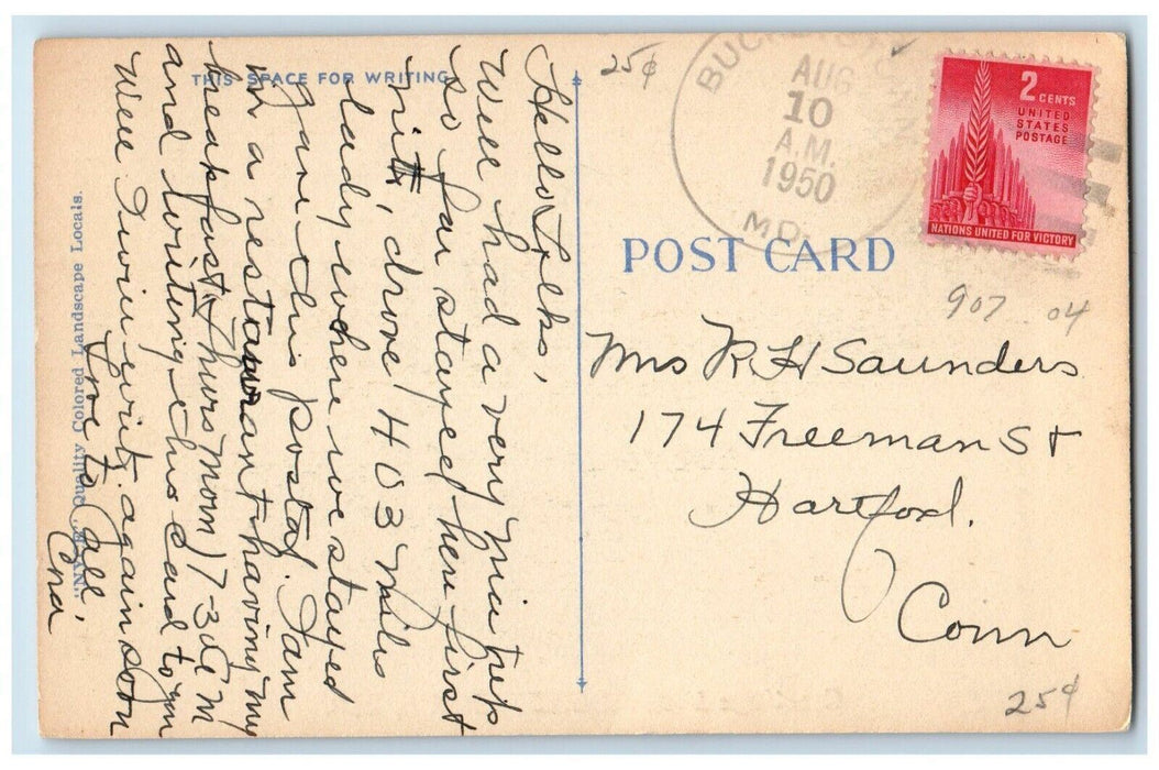 1950 Greetings From Buckeystown Maryland MD, Cows River Boat View Postcard