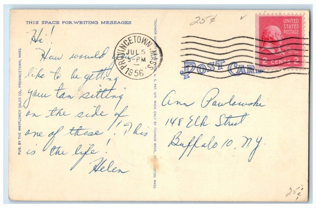 1956 Sand Dunes Cape Cod Provincetown Massachusetts MA Posted Vintage Postcard