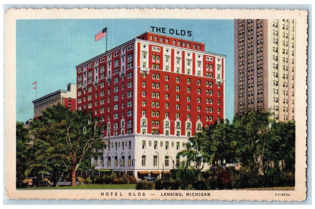 c1930's Hotel Olds Building Lansing Michigan MI Unposted Vintage Postcard