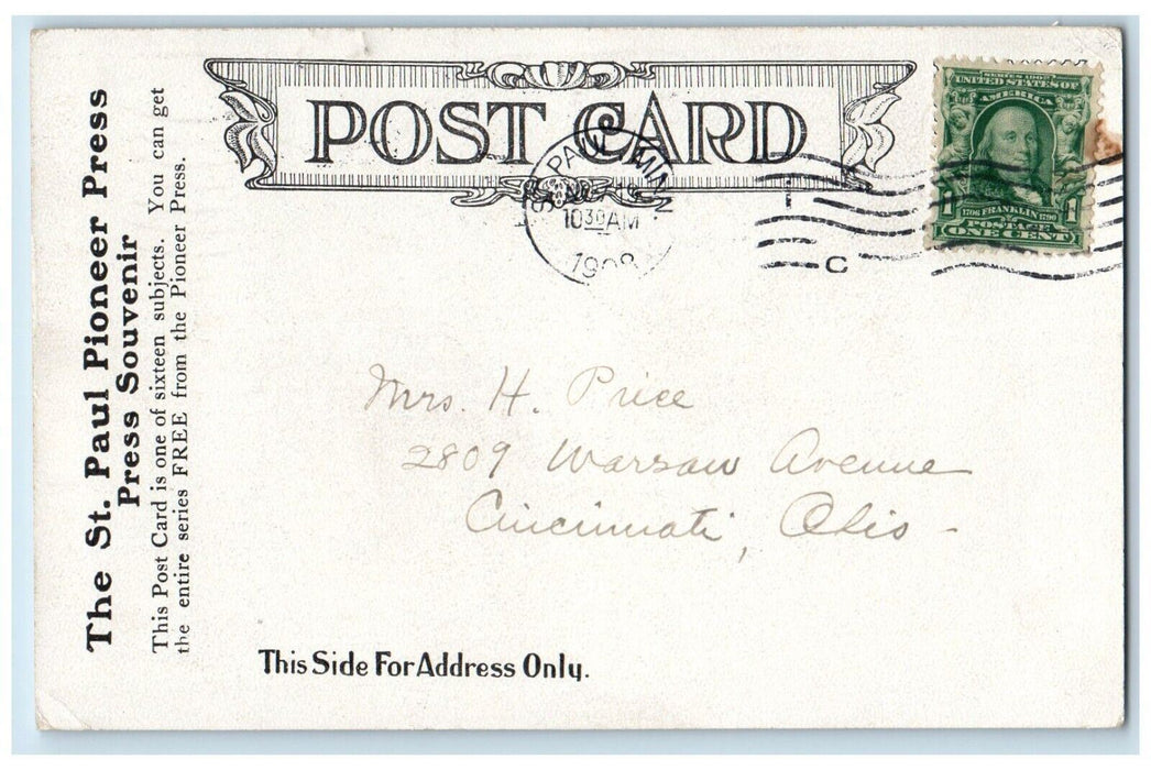 1909 Minnesota State Capitol Exterior St. Paul Pioneer Press Souvenir Postcard