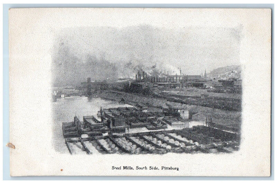 1905 Steel Mills South Side Factory Pittsburg Souvenir Press Newspaper Postcard