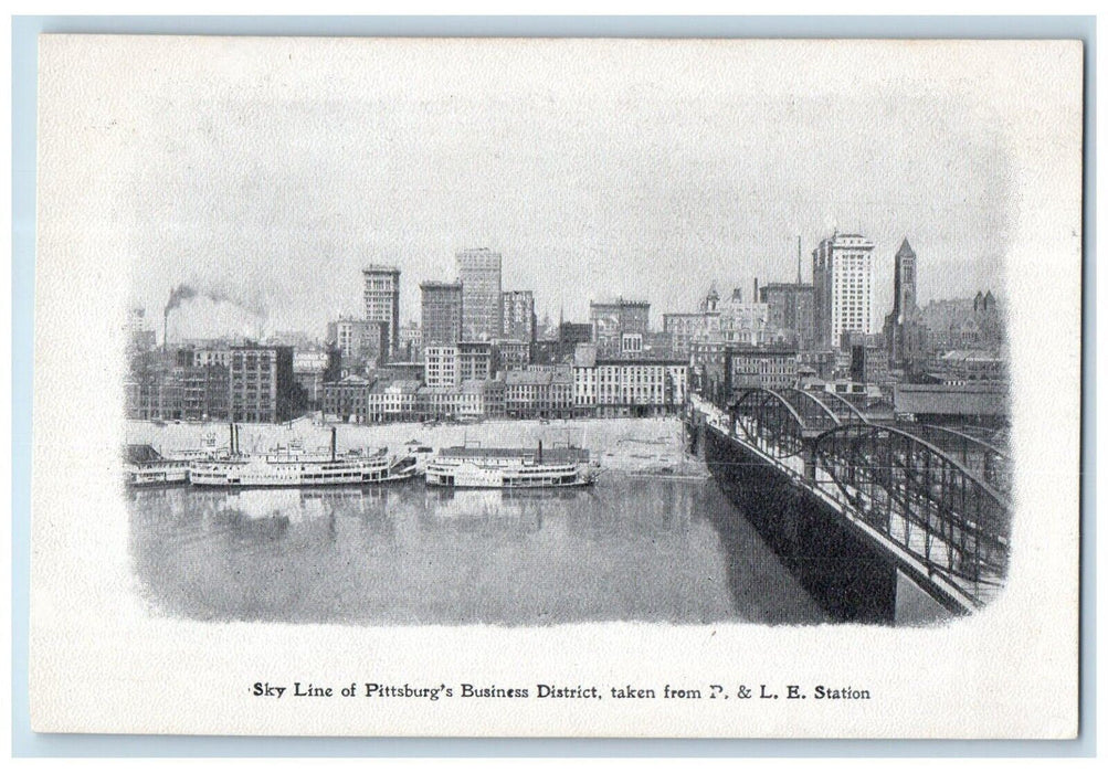 c1905 Sky Line Pittsburg Business District Station PA  Souvenir Press Postcard