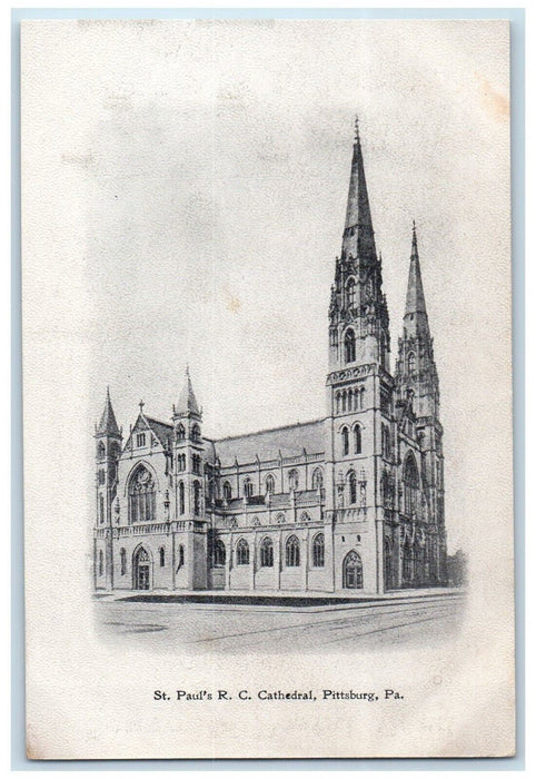 1905 St. Paul RC Cathedral Pittsburg PA Souvenir Press Series Newspaper Postcard