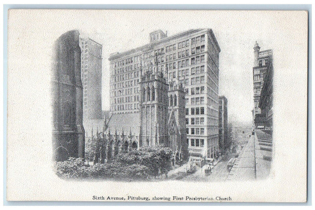 c1905 Sixth Avenue Pittsburg First Presbyterian Church Souvenir Press Postcard
