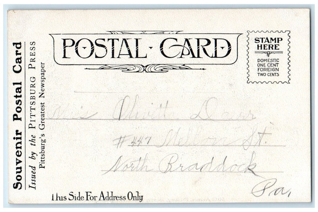 c1905 Sixth Avenue Pittsburg First Presbyterian Church Souvenir Press Postcard