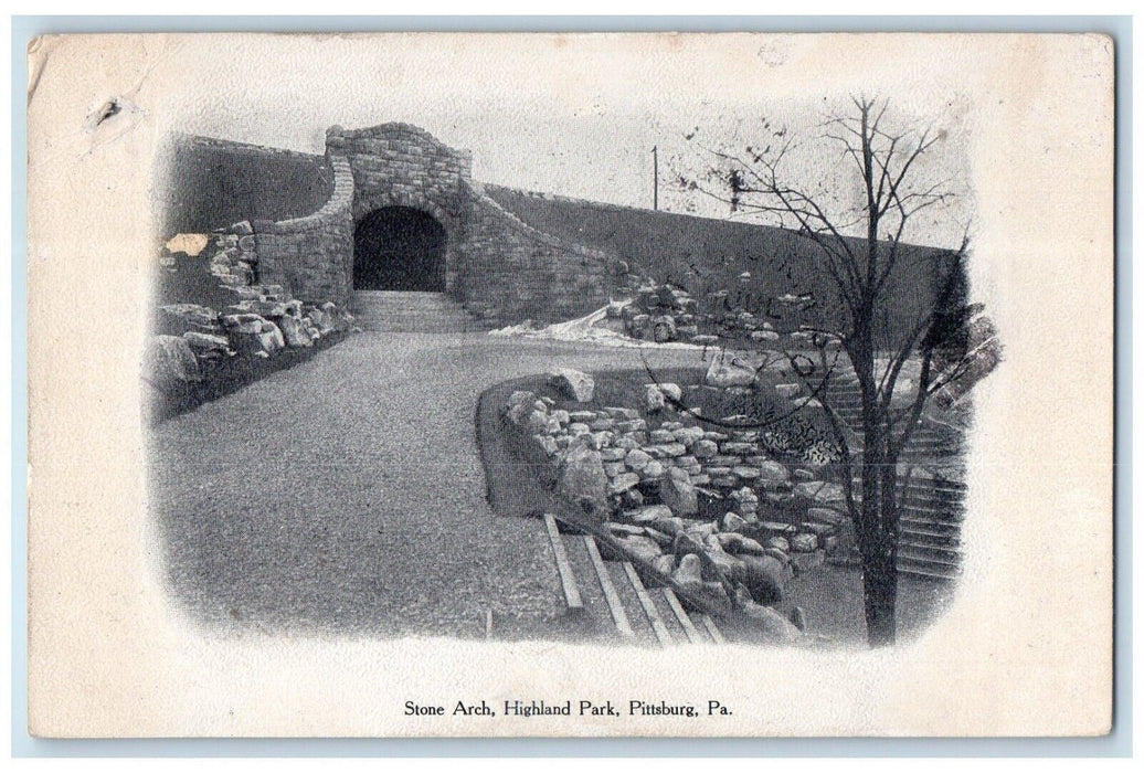 1906 Stone Arch Highland Park Pittsburg Pennsylvania PA Press Newspaper Postcard