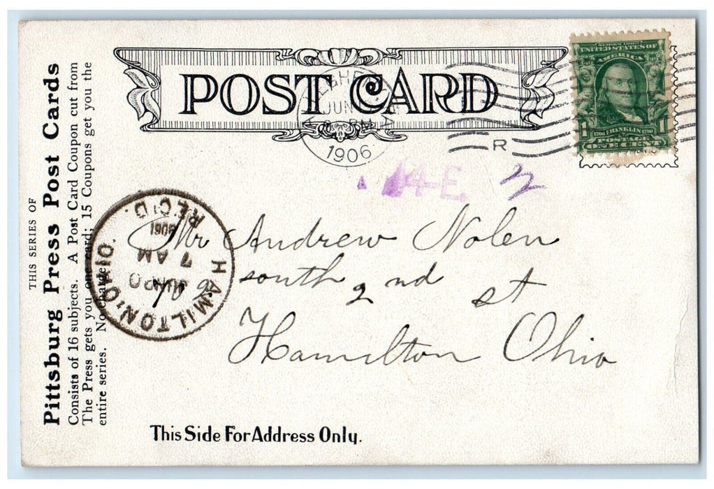 1906 Union Station Pittsburg Pennsylvania Press Newspaper Card Coupon Postcard