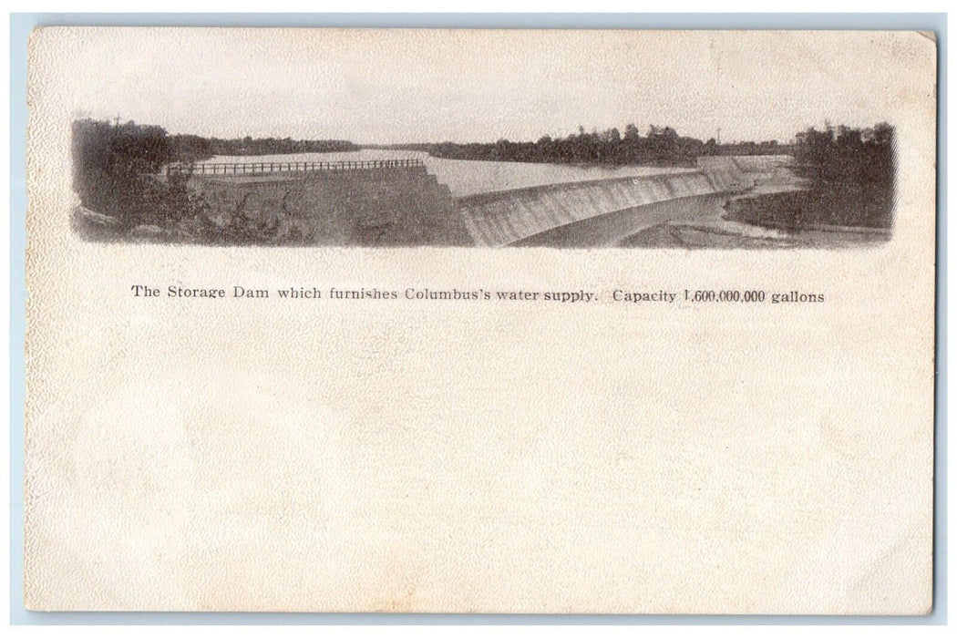c1905 Storage Dam Furnishes Columbus Water Supply Columbus Dispatch OH Postcard