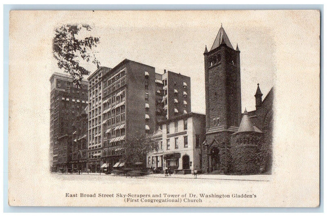 c1905 East Broad Street Sky-Scrapers Tower Church OH Columbus Dispatch Postcard