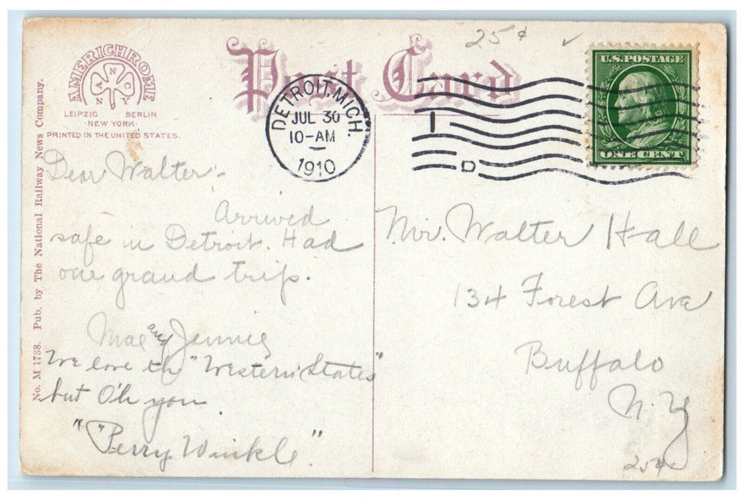 1910 View Of Lagoon Palmer Park Detroit Michigan MI Posted Antique Postcard