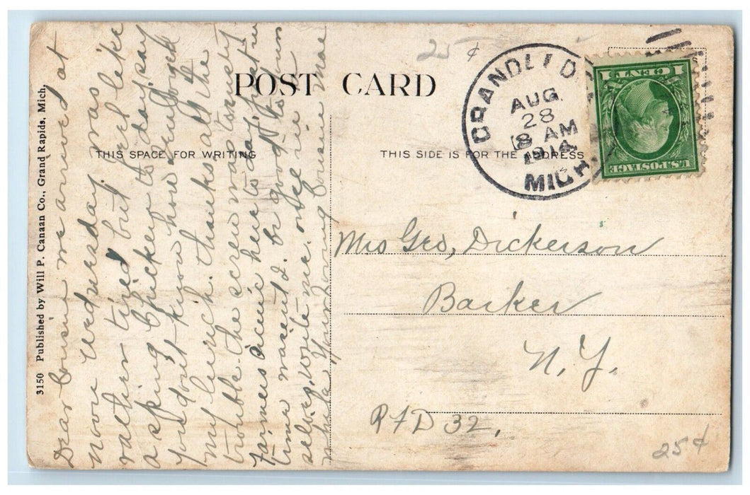 1914 Beautiful Ledges Along Grand River Grand Ledge Michigan MI Antique Postcard