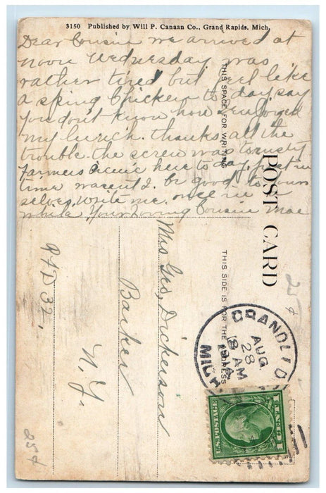 1914 Beautiful Ledges Along Grand River Grand Ledge Michigan MI Antique Postcard