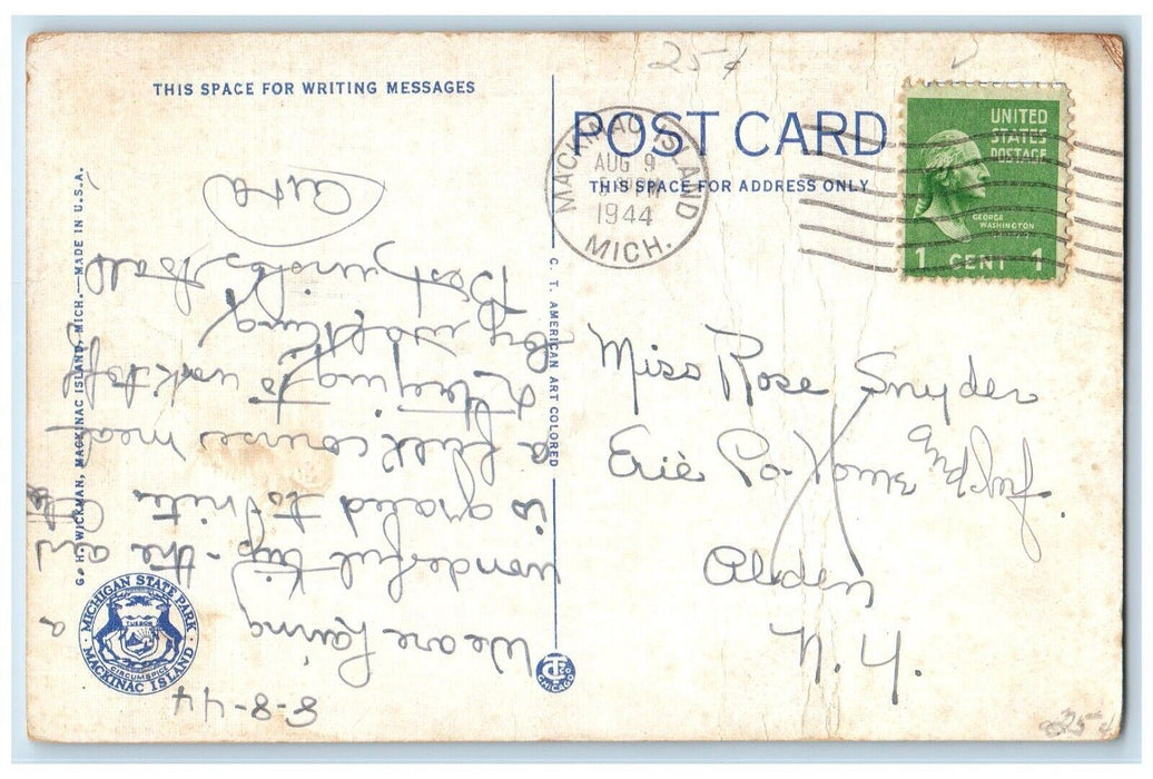 1944 Road To British Landing Mackinac Island Michigan MI Posted Vintage Postcard