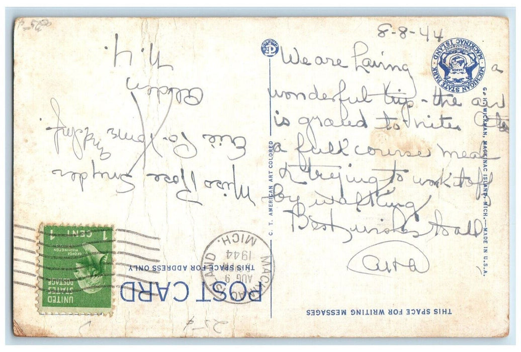 1944 Road To British Landing Mackinac Island Michigan MI Posted Vintage Postcard