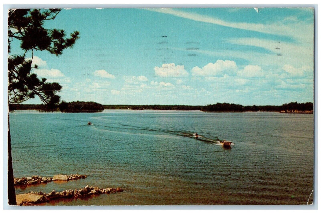 1961 Greetings From Newberry Michigan MI, Blue Skies And Blue Waters Postcard