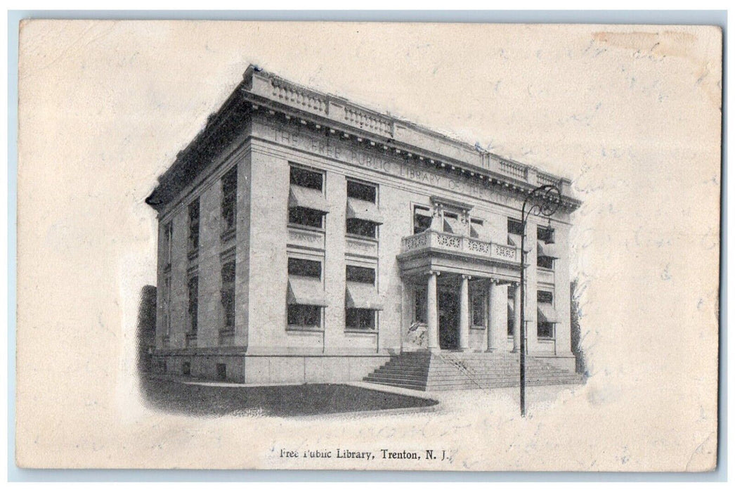 1906 Free Public Library Trenton New Jersey Souvenir Trenton Newspaper Postcard