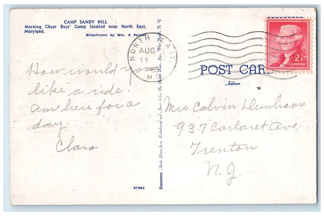 1955 Camp Sandy Hill Cheer Boys Camp Horse Carriage North East Maryland Postcard