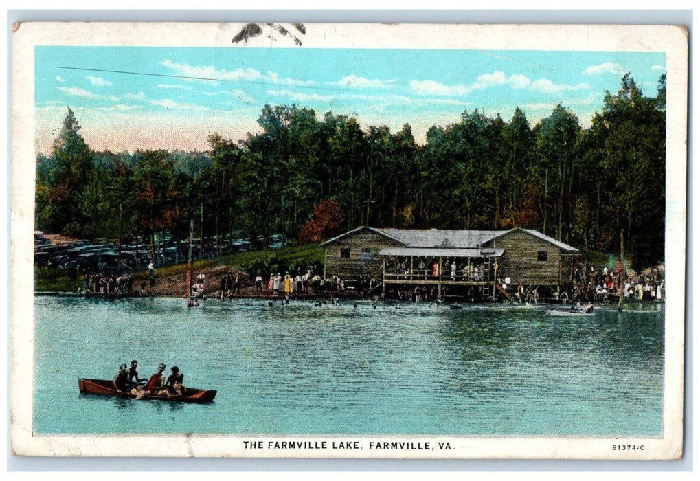 1930 Farmville Lake Canoe Boat River Dock Exterior Farmville Virginia Postcard