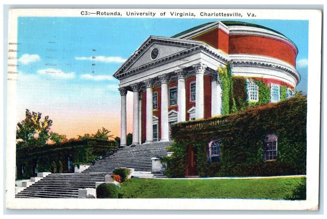 1937 Rotunda University Virginia Exterior Charlottesville Virginia VA Postcard