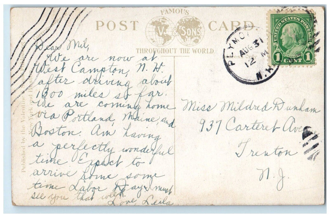 1923 Pemigewasset River Holderness Bridge Lake Plymouth New Hampshire Postcard