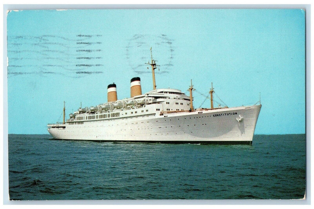 S. S. Constitution American Export Lines New York & Mediterranean Ports Postcard
