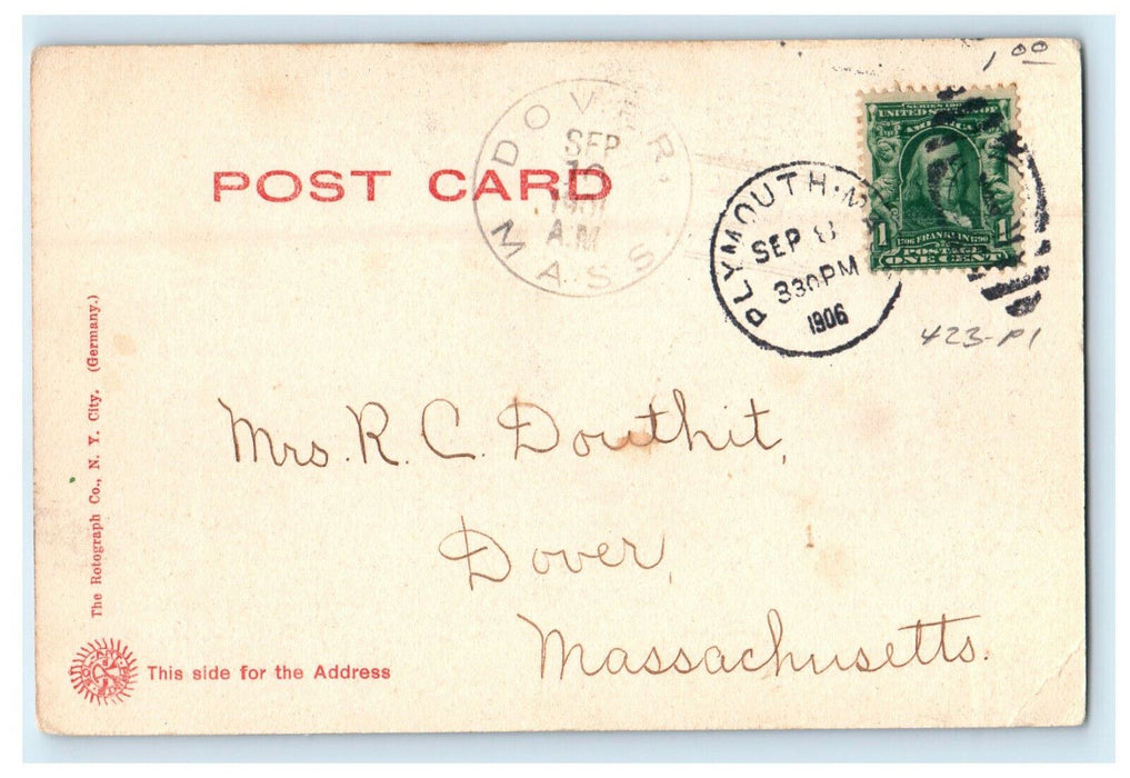 1906 First Church Unitarian Plymouth Massachusetts MA East Dover MA Postcard