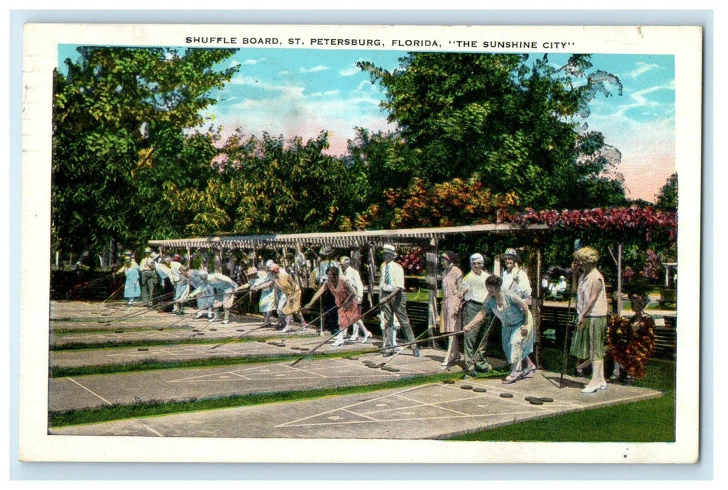 1932 Shuffle Board St. Petersburg Florida FL, The Sunshine City Postcard