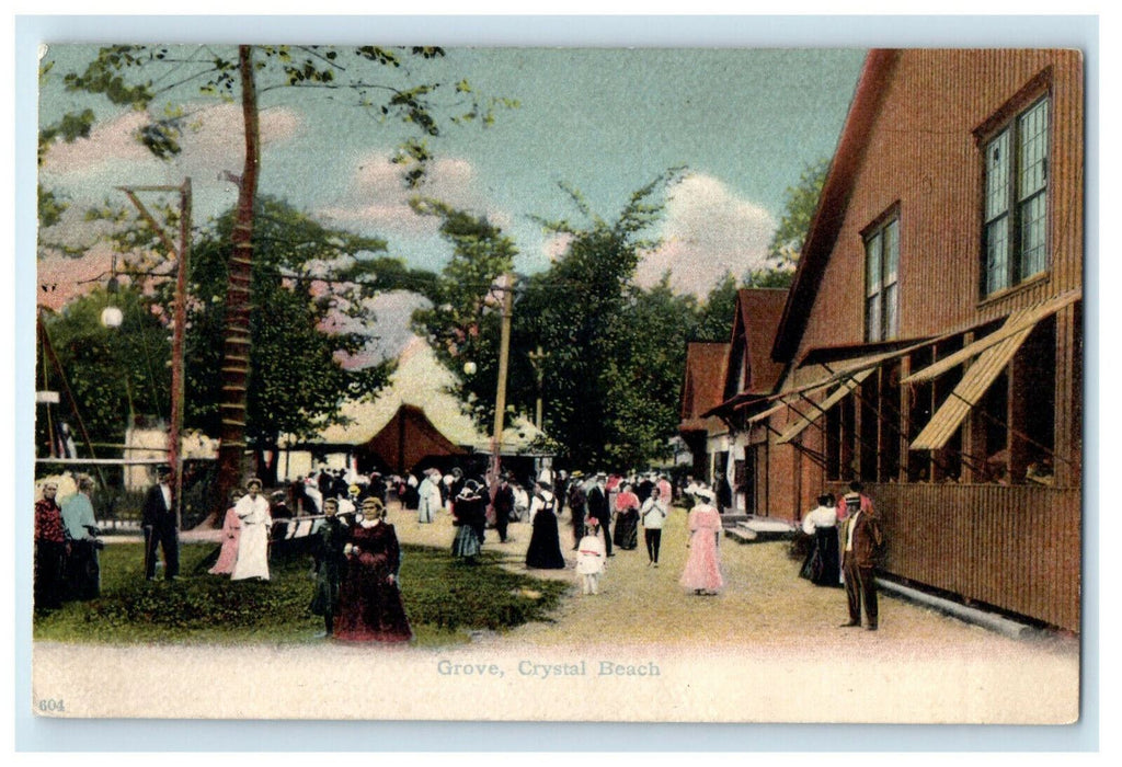 c1910 People at the Grove Scene, Crystal Beach, Canada CA Foreign Postcard